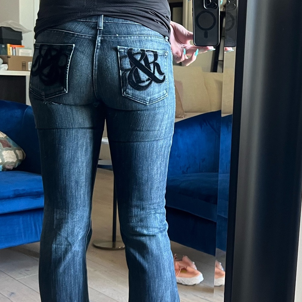 Rock & republic jeans with velvet r&r on pockets sz 29
